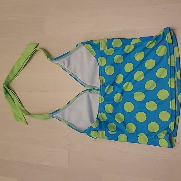 GENTLY WORN Circo Tankini Green and Blue Girls Halter Top Bathing Suit - Picture 9 of 14